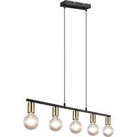 LED Hanglamp - Trion Zuncka - E27 Fitting - 5-lichts - Rechthoek - Mat Zwart/Goud - Aluminium - thumbnail