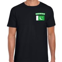 Pakistan t-shirt met vlag zwart op borst voor heren