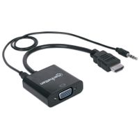 Manhattan 151559 HDMI / Jackplug / VGA Adapter [1x HDMI-stekker - 1x VGA-bus, Jackplug female 3,5 mm] Zwart 0.26 m - thumbnail