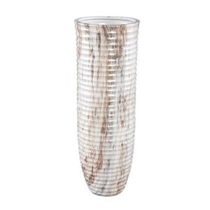 PTMD Miami Cream ceramic pot ribbed round L