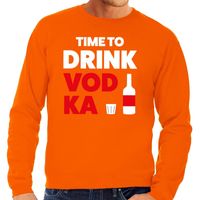 Time to Drink Vodka tekst sweater oranje voor heren - thumbnail