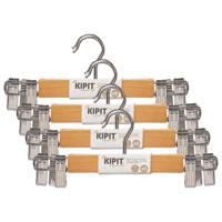 Kipit - broeken/rokken kledinghangers - set 12x stuks - lichtbruin - 28 cm