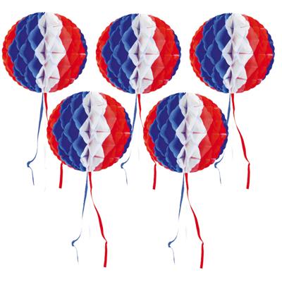 Decoratie bol - 5x - USA vlag kleuren - D30 cm - papier - Amerika versiering