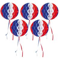 Decoratie bol - 5x - USA vlag kleuren - D30 cm - papier - Amerika versiering