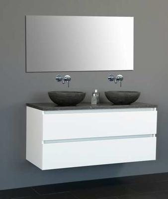 Badmeubel Trend Dynasty met 2 ronde kommen 120 Hoogglans Wit Badmeubel Trend Dynasty met 2 ronde kommen 120 Hoogglans Wit