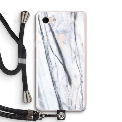 Gestreepte marmer: Pixel 3 XL Transparant Hoesje met koord