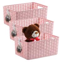 Opbergmand - 3x - Kastmand - rotan kunststof - roze - 10 Liter - 22 x 33 x 16 cm - thumbnail