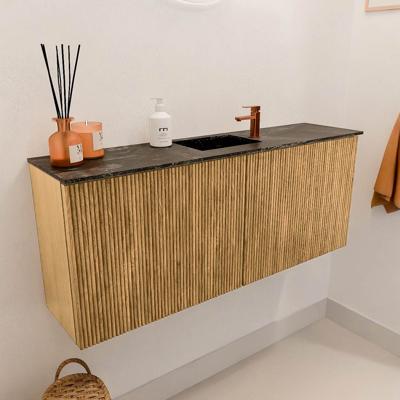 Toiletmeubel Mondiaz Joya Dlux | 100 cm | Meubelkleur Oak | Faye wastafel Lava Wasbak Midden | 1 kraangat
