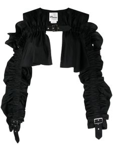 Noir Kei Ninomiya Katoenen blouse met ruches en gesp - Zwart
