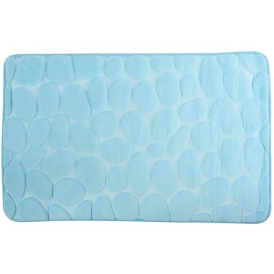 Badkamerkleedje/badmat tapijt - kiezel motief - vloermat - lichtblauw - 50 x 80 cm - laagpolig
