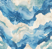 Gemarmerde golven vinyl tapijt blauw