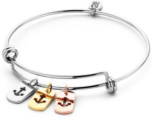 CO88 Collection 8CB-90092 - Stalen bangle met bedels - open ankers - one-size - zilverkleurig