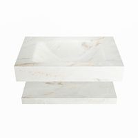 MONDIAZ ALAN-DLUX 70cm planchet Frappe. Vrijhangende wastafel CLOUD midden 1 kraangat, kleur Frappe.