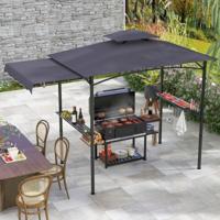 Grillpaviljoen met Zijmarkies Dubbeldak 2 Zijplanken & Haken Tuinpaviljoen BBQ Paviljoen Donkergrijs