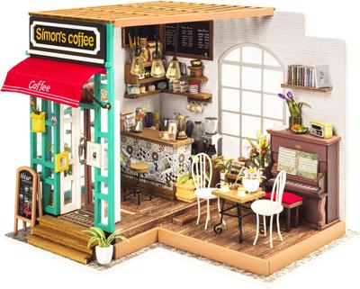 Robotime Miniatuur bouwpakket Simons Koffie met LED licht Knutselen
