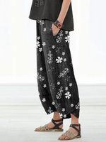 Casual Floral Printed Pockets Women All Season Pants