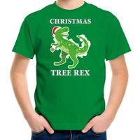 Christmas tree rex Kerstshirt / outfit groen voor kinderen - thumbnail