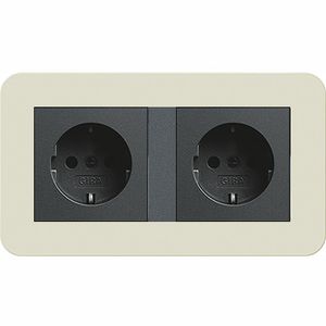 Gira E3 dubbel stopcontact zand antraciet