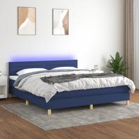 Boxspring met matras en LED stof blauw 160x200 cm
