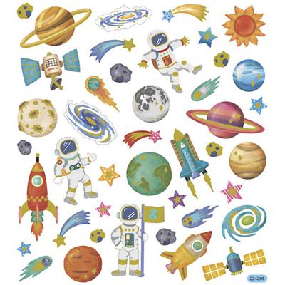 Creativ Company Stickers, ruimte, vel 15x16,5 cm, ca. 41 stuk, 1 vel
