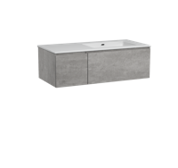 Storke Edge zwevend badmeubel 110 x 52 cm beton donkergrijs met Diva asymmetrisch rechtse wastafel in glanzend composiet marmer - thumbnail