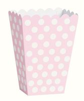 Popcornbakjes Roze Met Witte Stippen (8st) - thumbnail