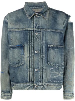Neighborhood veste en jean à effet usé - Bleu