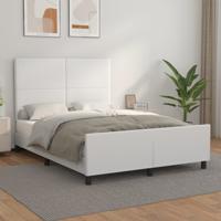 Bedframe met hoofdbord kunstleer wit 140x200 cm