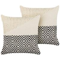 Beliani-CALANTHE -Sierkussen set van 2-Beige-45 x 45 cm-Katoen - thumbnail