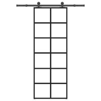 VidaXL Schuifdeur met beslag 76x205 cm esg-glas en aluminium