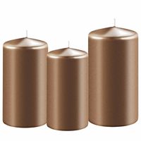 3x stuks koperen stompkaarsen 10-12-15 cm - thumbnail