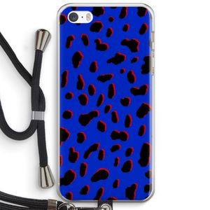 Blue Leopard: iPhone 5 / 5S / SE Transparant Hoesje met koord