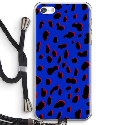 Blue Leopard: iPhone 5 / 5S / SE Transparant Hoesje met koord