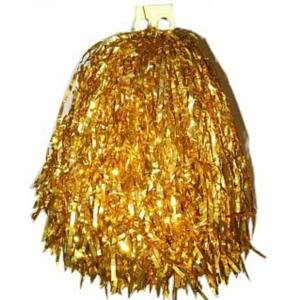 Cheerball/pompom goud - 1x - met ringgreep - 33 cm - Cheerleader verkleed accessoires