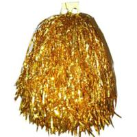 Cheerball/pompom goud - 1x - met ringgreep - 33 cm - Cheerleader verkleed accessoires