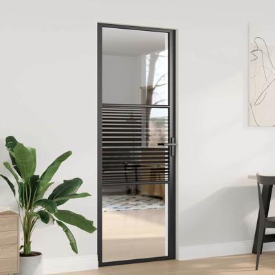 Binnen Deur Zwart 76 x 201.5 cm Verstevigd glas, Aluminium