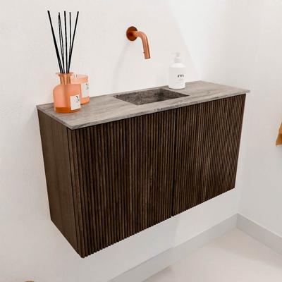Toiletmeubel Mondiaz Joya Dlux | 70 cm | Meubelkleur Walnut | Faye wastafel Oza Wasbak Midden | Zonder kraangat(en)