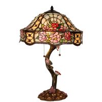 HAES DECO - Tiffany Tafellamp Groen, Roze Ø 45x62 cm Fitting E27 / Lamp max 3x60W