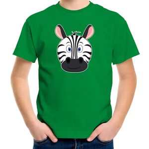 Cartoon zebra t-shirt groen voor jongens en meisjes - Cartoon dieren t-shirts kinderen