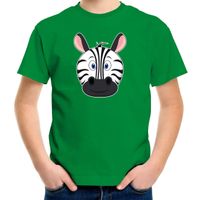 Cartoon zebra t-shirt groen voor jongens en meisjes - Cartoon dieren t-shirts kinderen - thumbnail