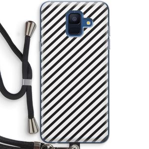 Strepen zwart-wit: Samsung Galaxy A6 (2018) Transparant Hoesje met koord