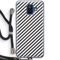 Strepen zwart-wit: Samsung Galaxy A6 (2018) Transparant Hoesje met koord