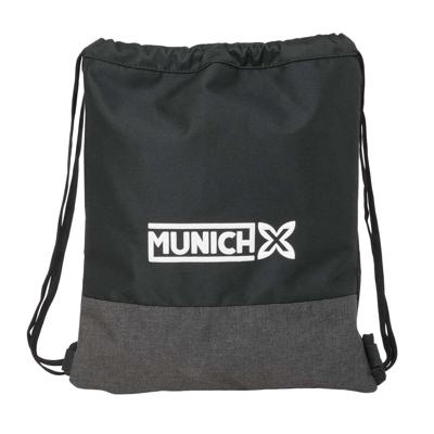 Rugtas met Koordjes Munich Topo Zwart 35 x 40 x 1 cm