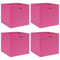 VidaXL Opbergboxen 4 st 32x32x32 cm stof roze