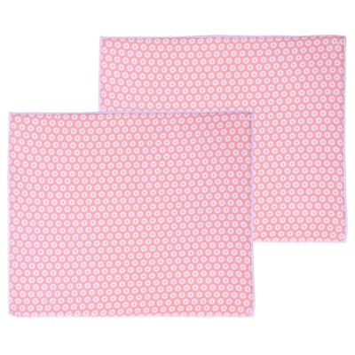 Afwas afdruipmat keuken - 2x - absorberend - microvezel - roze bloem - 40 x 48 cm