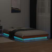 Bedframe met LED massief grenenhout wasbruin 135x190 cm - thumbnail