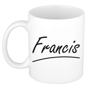 Naam cadeau mok / beker Francis met sierlijke letters 300 ml