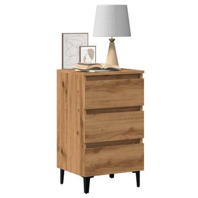 Nachtkastje met metalen poten 40x35x69 cm artisanaal eikenkleur