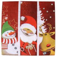 Gerimport Kerstservetten - 20x - gedecoreerd - rood - 33 x 33 cm - 3 laags - thumbnail