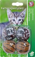 Boon kattenspeelgoed rammelbal pluche bruin a 4st - Gebr de boon